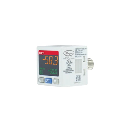 Dwyer Instruments Pressure controller, range -14.5 psi to 145 psi, PNP output, 1 to 5 V, outer connection 1/8in NPT MDPC-242